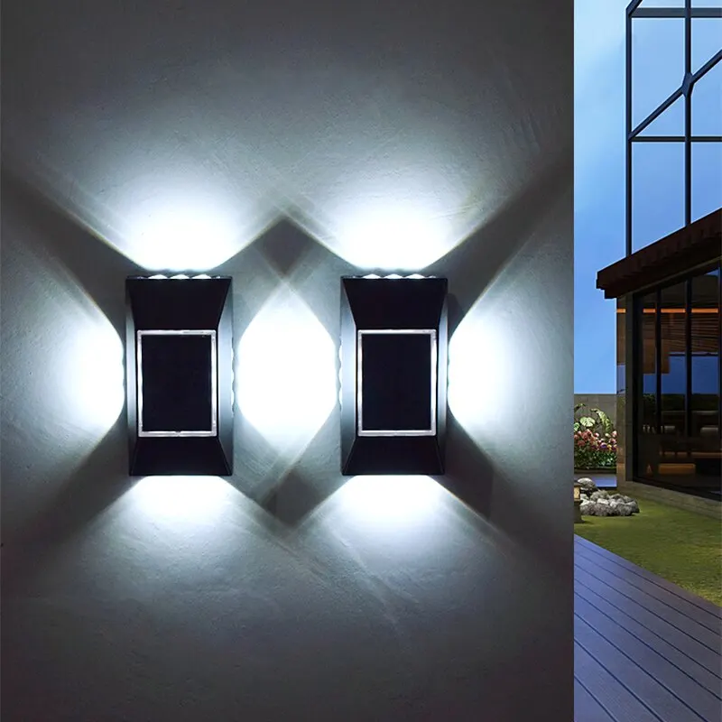 1-4pcs 12 LED Solar Wall Lamp Outdoor Waterproof Four Sides Glowing Light Staircase Villa Balcony Lighting solar light solar led light led wall lamp