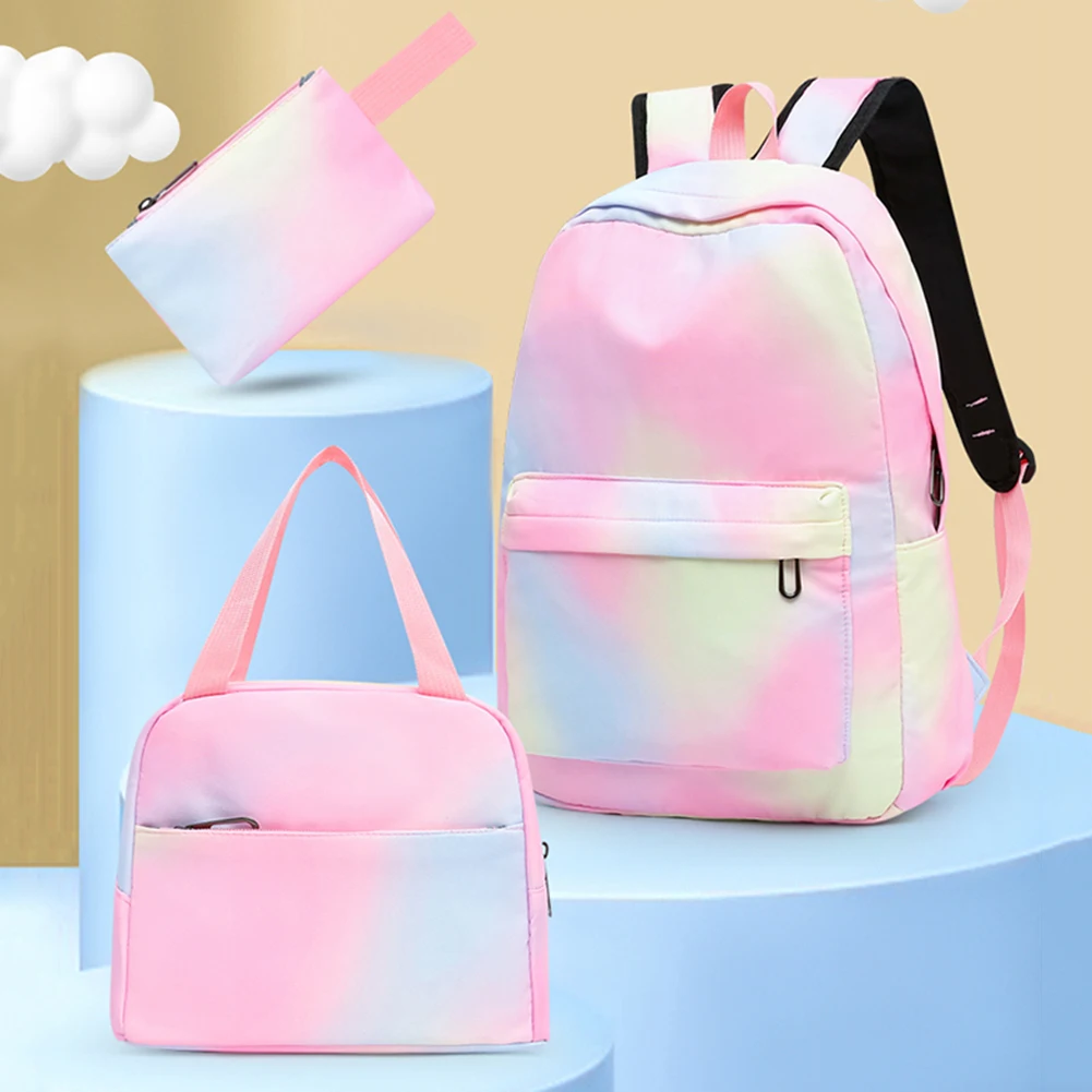 2023 New 3Pcs Set Girls Backpack Women High School Bags Knapsack Waterproof Student Bookbag Laptop Mochila Large Travel Rucksack