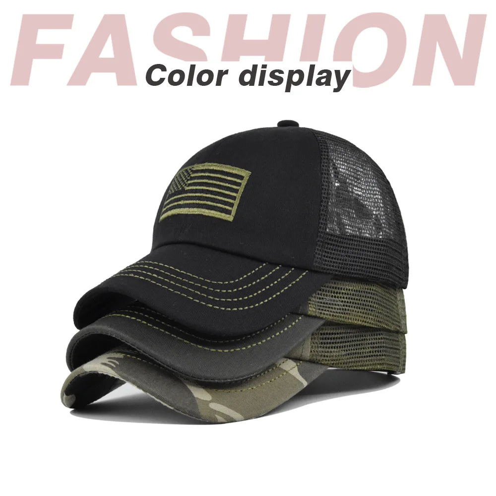 

Men Women Snapback Cap Outdoors Tactical Camouflage Baseball Cap Male Summer Sport Fashion Hiking Trucker Sunshade Mesh Hat Bone