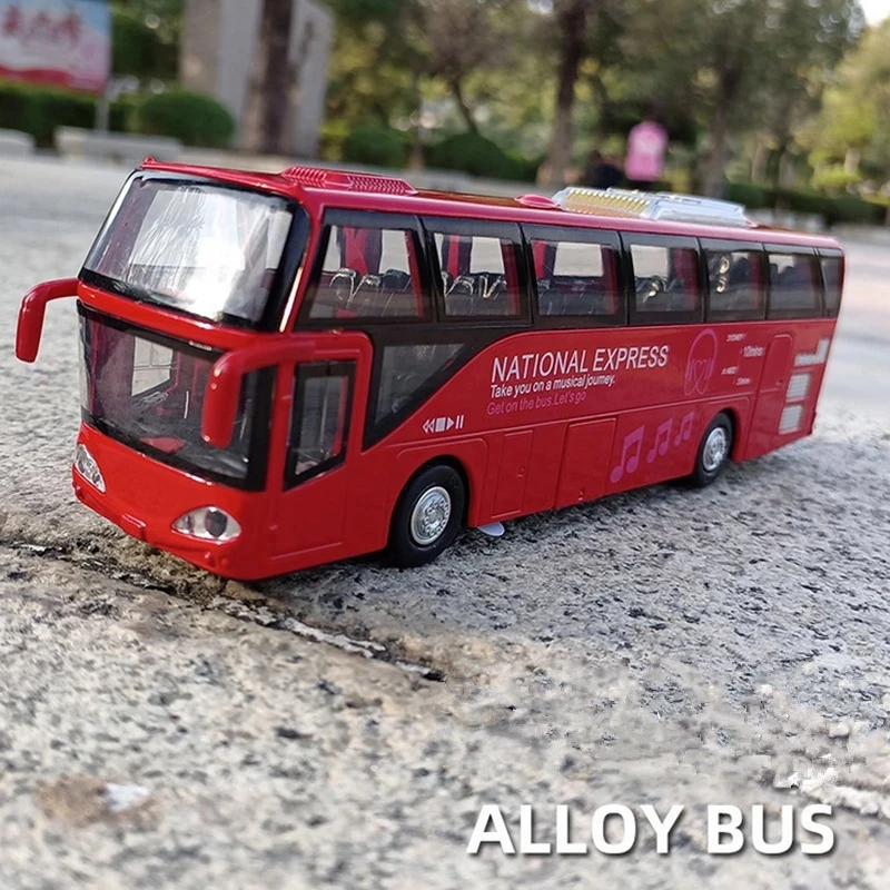 

1:32 Sightseeing Tourist Double Bus Car Diecast Sound And Light Model Alloy Vehicle Simulation Collection Gifts Toys for boys