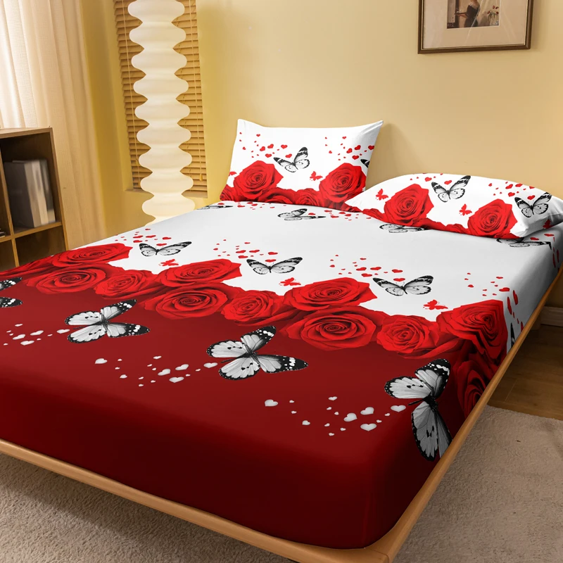 1-Piece-of-Floral-and-Butterfly-Sing-Pattern-Frosted-Bedsheet-Bedroom ...