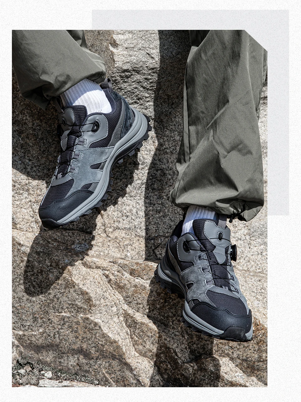 Baasploa Herren-Wanderschuhe aus Leder, bequem, verschleißfest, Outdoor-Schuhe, atmungsaktives Mesh, lässige Turnschuhe, Kletterschuhe – Detail 9