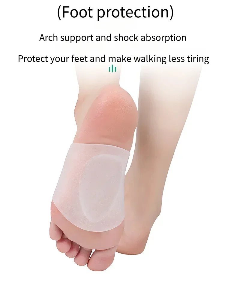 Silikon-Bogen-Einlegesohlen, orthopädische Plattfußstütze, Schuheinlegesohle für Füße, Plantarfasziitis, Socken, Vorfußpolster, Fußpflege, Schuhpolster – Detail 6