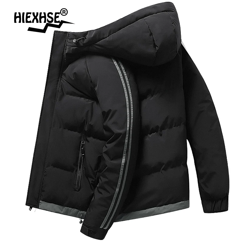 

Winter Men Jackets Hooded Parkas Thick Warm Cotton Padded Windproof Coat 2022 Autumn Men's Casual Solid Color Outwear Plus Size