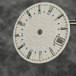 High-Quality Ripple Surface Watch Dial - 28.5mm Diving Watch Modification Accessory (White blue)