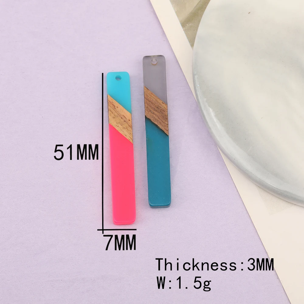 Cordial Design 50Pcs 7*51MM Jewelry Accessories/Natural Wood&Resin/Rectangle Shape/Hand Made Charms/Jewelry Findings&Components - cordial