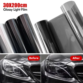 30*200 cm Faro Dell'automobile Tinta Fendinebbia Fanale Posteriore Fumo Tinta Nera Pellicola Del Vinile Pellicola Impermeabile per Fari Auto pellicola carrozzeria