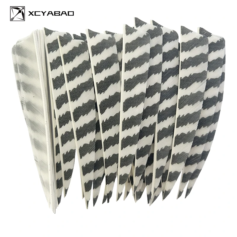 

50 Pcs White Striped Archery Turkey Feathers Fletching 4 Inch Right Wings Carbon Wood Arrow Feathers Fletches Shield Cut