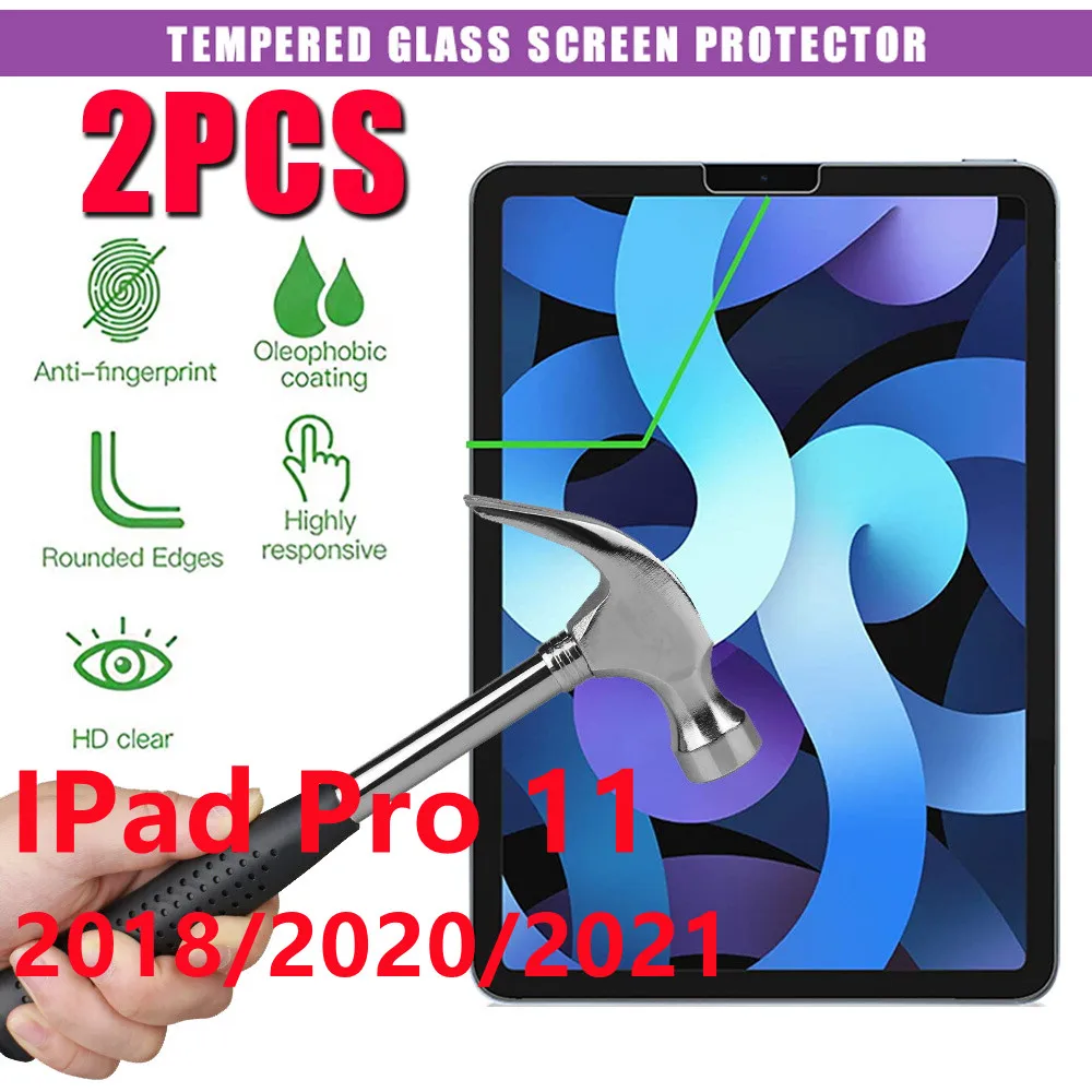 tablet cover 2Pcs Tempered Glass Screen Protector for IPad 10.2 9.7 10. 5 10.9 11 IPad 8 7 6 9 Air 4 3 2 Mini Glass IPad 2020 2019 2018 2021 capacitive stylus for android Tablet Accessories