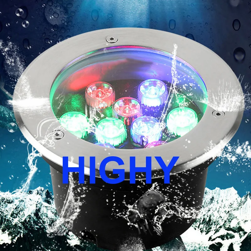 Description Picture 3 of item4-wire RGB LED Underground Light 9W18W IP68 Waterproof Floor Lamp Outdoor Ground Spot Landscape Garden Path Buried Yard DC12V24V