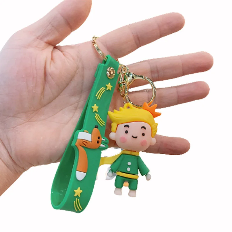 

Cartoon The Little Prince 3D Figure Keychain Animal Fox Lanyard Key Rings Romantic Rose Flower Acrylic Trinket Props Bag Doll Bu