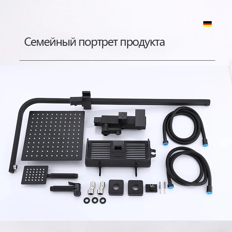 Description Picture 6 of itemBrass Black Shower Faucet Column Wall -mounted Shower System Rainfall Shower Set Bathroom Faucet Modern Showers for Bathroom
