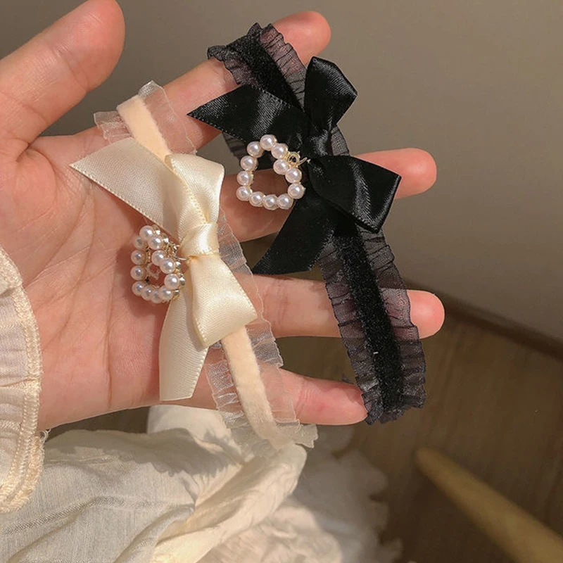 Frauen Lolitas handgemachte Vintage Spitze Herz Halsreif niedlichen Kragen für Frauen Gothic Bogen Knoten Halskette Mädchen Uniform Accessoires – Detail 6
