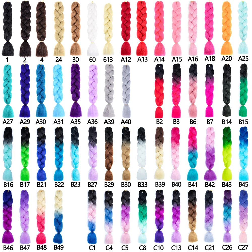 MISSQUEEN Braiding Hair 24 Inch Synthetic Hair Extensions 100g Giant Braided Hair Pack 101 Colors For Women Wig Hairpieces DIY