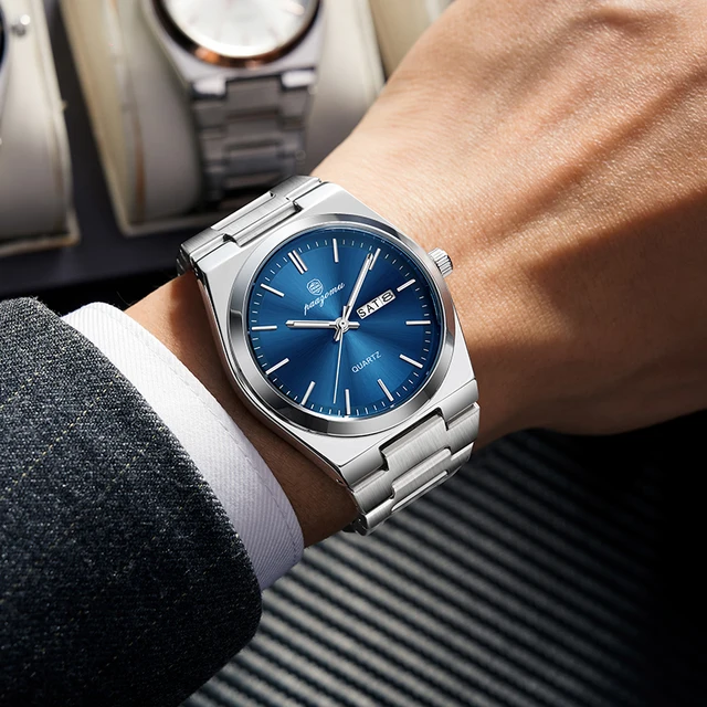 PENGAGAR luxe Quartz homme montre-bracelet Sport hommes montres étanche lumineux Date semaine acier inoxydable montre pour hommes mâle Reloj + boîte 6