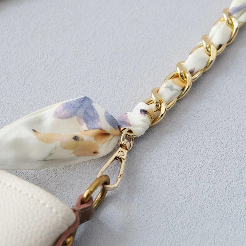 Neue Mode Marke Frau Handtasche Zubehör Ketten Abnehmbare Crossbody Floral Print Metall Seide Strap Frauen DIY Kette Tasche Griffe – Detail 6