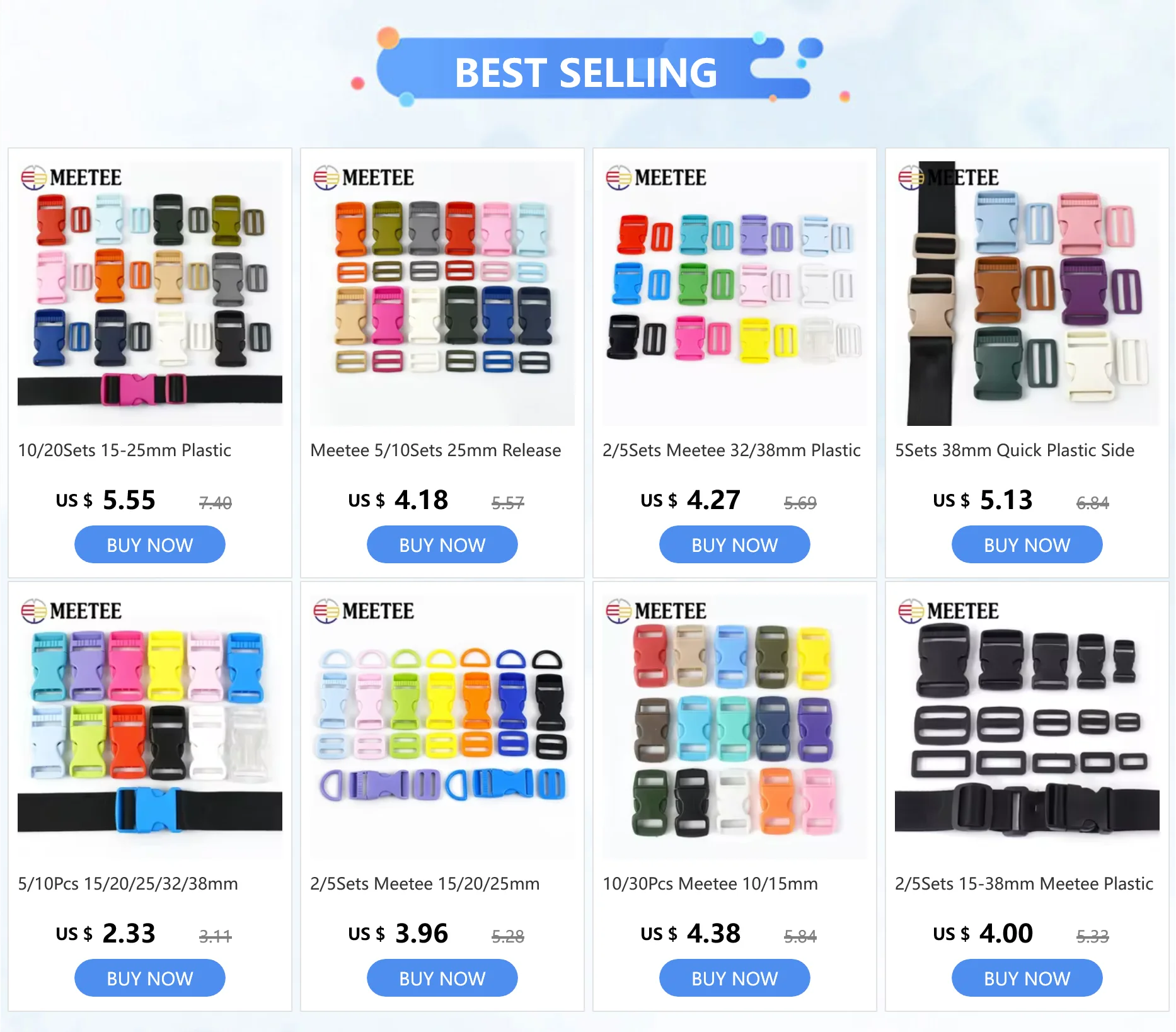 Description Picture 4 of item1/2Sets 20/25mm Plastic Release Buckle Tri-Glide Sliders Webbing Tape for Bag Strap Clasp Dog Collar Nylon Webbings Accessories