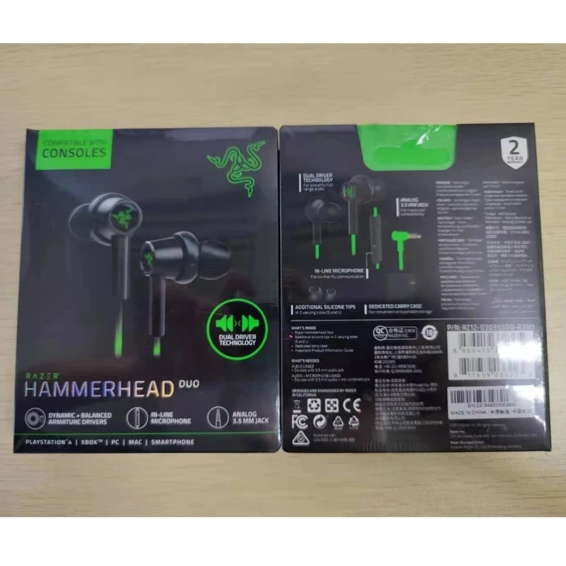 Razer Hammerhead Duo หูฟังหูฟังสวมศีรษะเข้ากันได้กับคอนโซลคุณภาพ