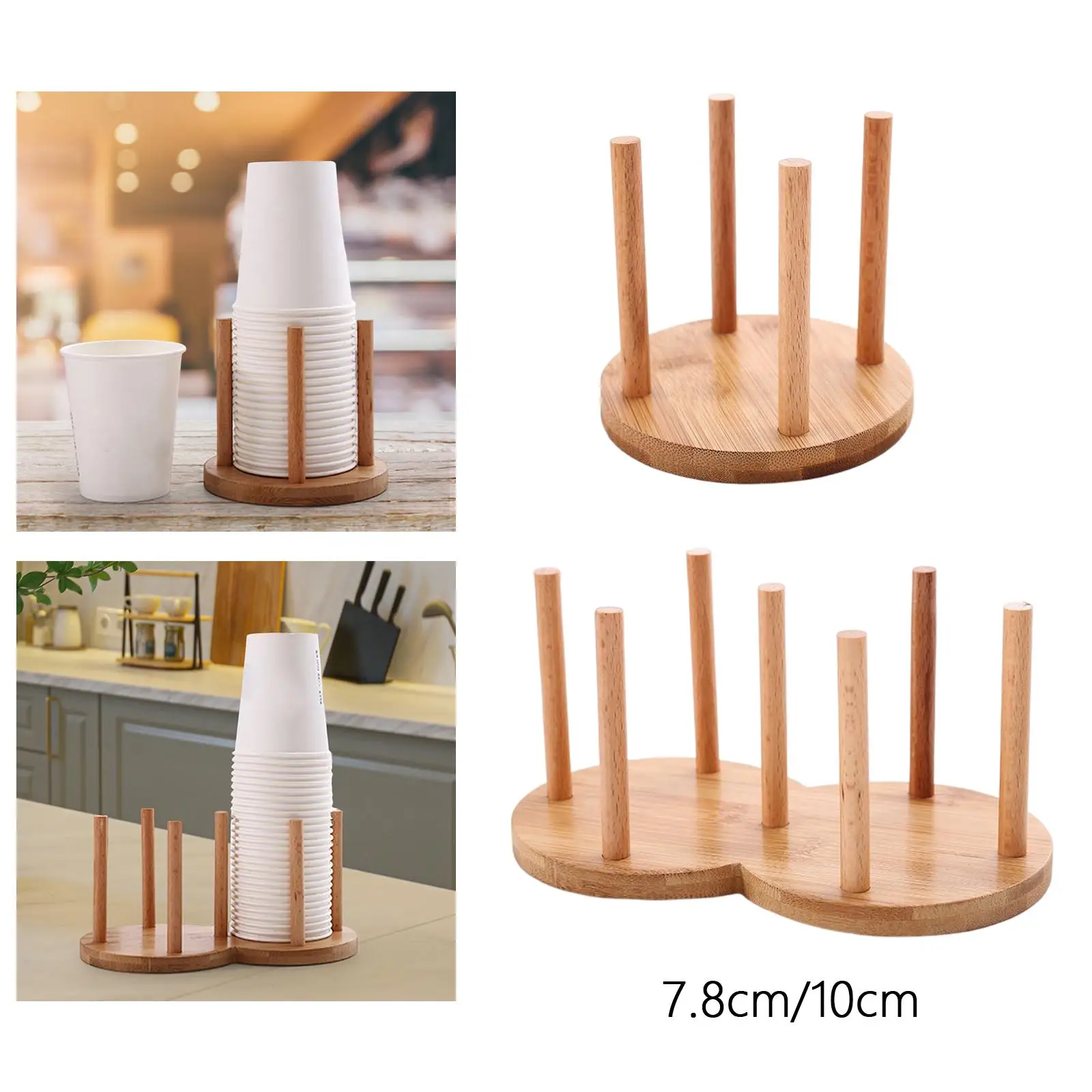 Sturdy Cup Dispenser Round Wooden Water Cups Holder for Lounges Party Countertop Bar