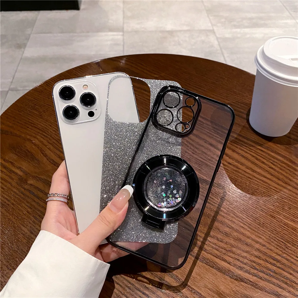 Glitter Quicksand Ring Stand Soft Silicone Phone Case