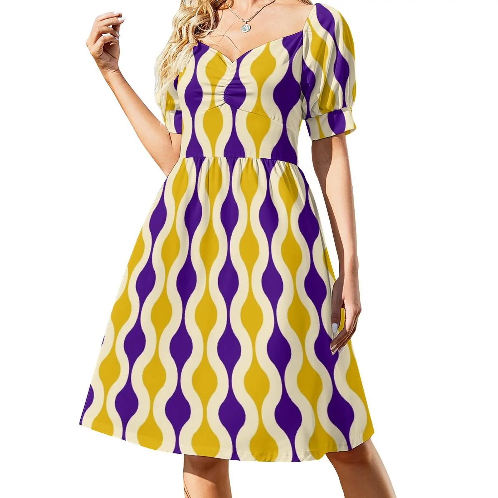 

Groovy 70's pattern purple and gold Dress Long dress woman fairy dress elegant dresses plus sizes