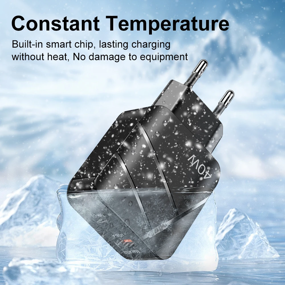 Total 40W PD USB C Charger Quick Charge QC 3.0 Wall Charger Adapter For iPhone 14 13 Samsung Xiaomi USB Charger Fast Charging