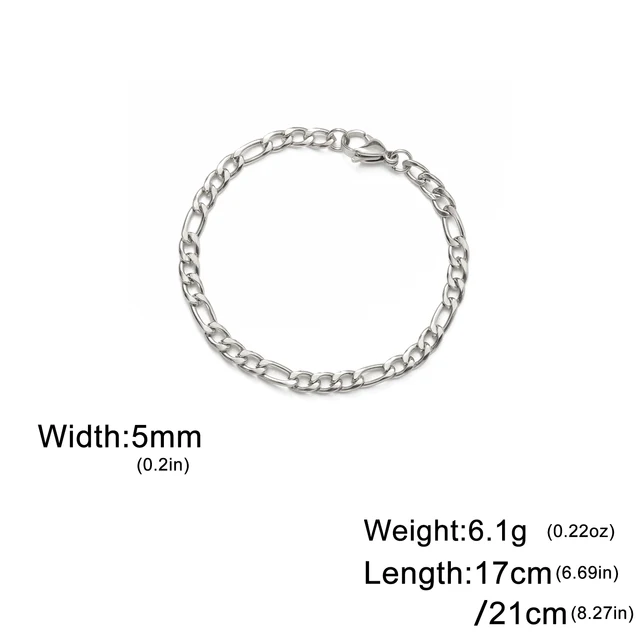 Lucktune bracelet chaine argent homme bracelet aciers inoxydables figaro Figaro chaîne Bracelet pour hommes femmes acier inoxydable largeur 3-10 MM Bracelets Punk bijoux Couple cadeau Pulsera Hombre nouveau
