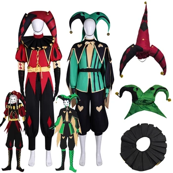 Costume da Clown Harlequin del Circo dei Stravaganti, Set Completo da Pagliaccetto Pierrot, Outfit Unisex per Cosplay, Costume di Carnevale e Halloween, Tuta per Travestimenti