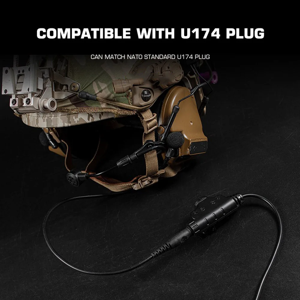 U174 Cable for U94 PCI PTT Adapter Militar Hunting Tactical Headset Walkie Talkie Motorola Kenwood BAOFENG Radio 3.5mm/7.1mm 4