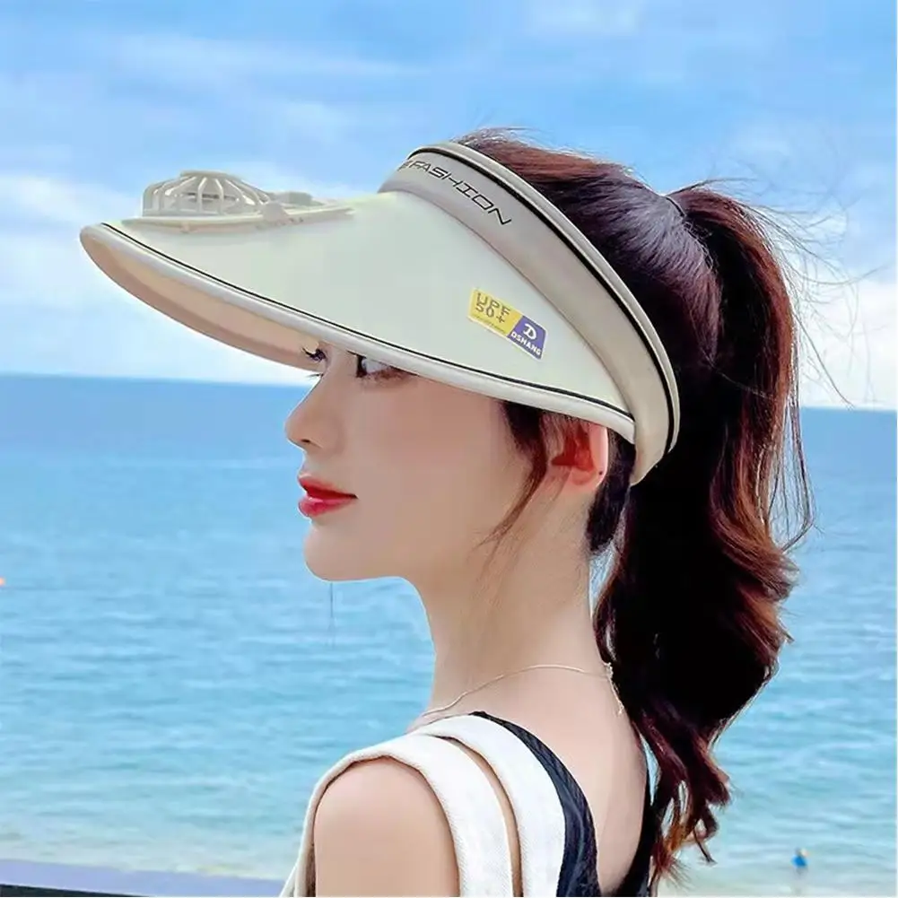 선풍기 선캡 고풍속 대용량 풍량, 유행 및 휴대용 USB 충전, 다중 조정 가능한 설정, 선물, 2024