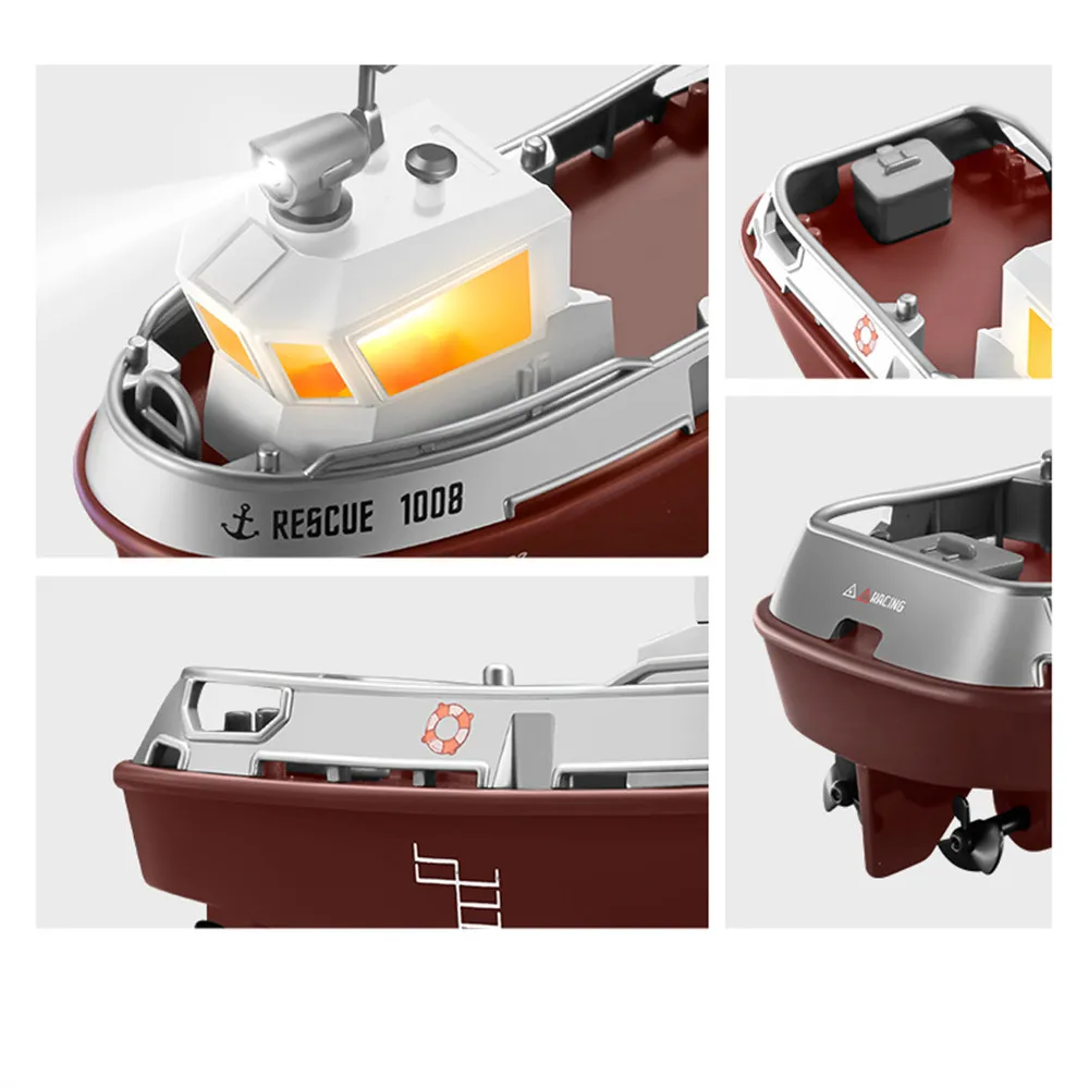 S820 1/32 2.4G Mini RC Boat LED Light Dual Motor Waterproof Remote Control Rescue 1008 Wireless Electric Vehicles Models Toys 5