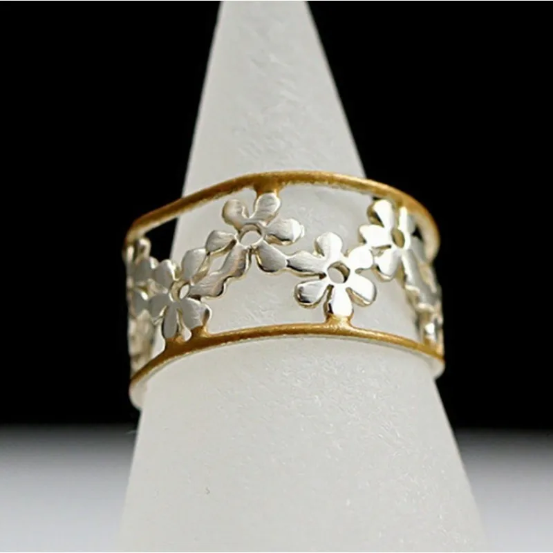 Creative Sunflower Adjustable Opening Ring for Women Exquisite Daisy Flower Ring Jewelry Accessories Bague Moissanite Véritable