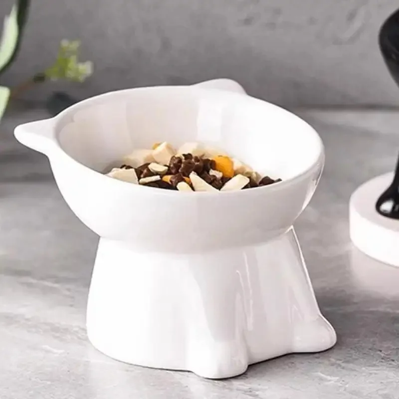 cat accessoriesElevated Slanted Anti Tip Cat Bowl Neck Protection Dual Purpose Pet Food Water Feeder Large Capacity Pet Supplies