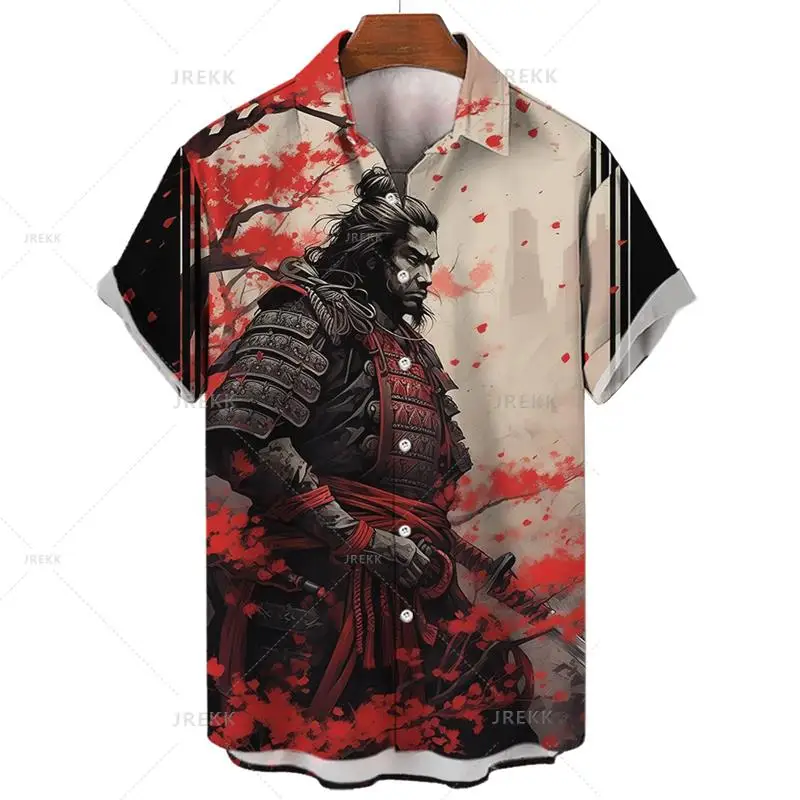 thumbnail image 1 of Nuevas camisas japonesas para hombres, camisas hawaianas, ropa de samurái fantasma en 3D, camisetas de manga corta, ropa de calle Harajuku, ropa de verano para hombre, 1 of 5
