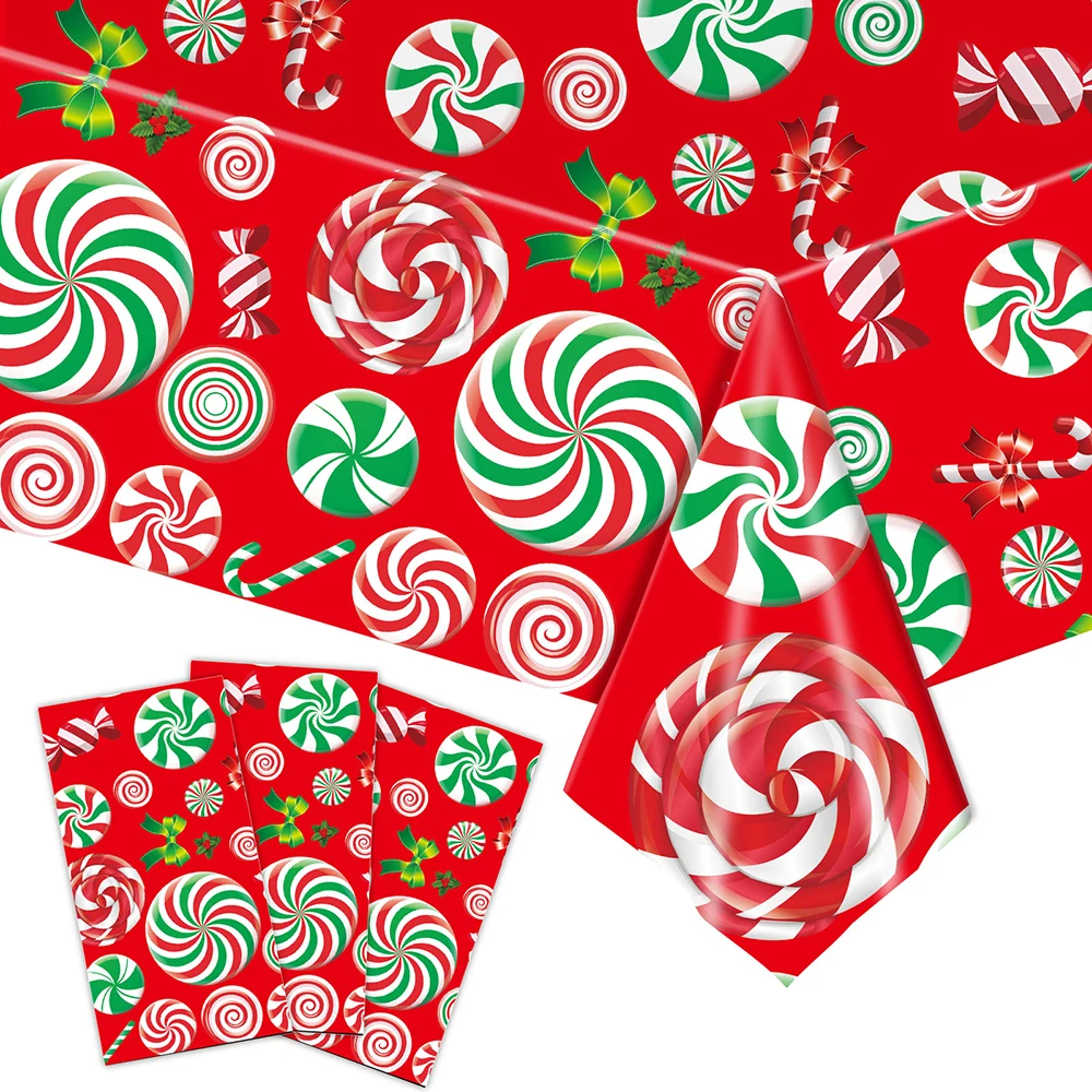 Christmas Disposable Tablecloth Santa Claus Snowman Plastic Table Cover Xmax Party Dining Table Cloth Christmas Decoration 2024