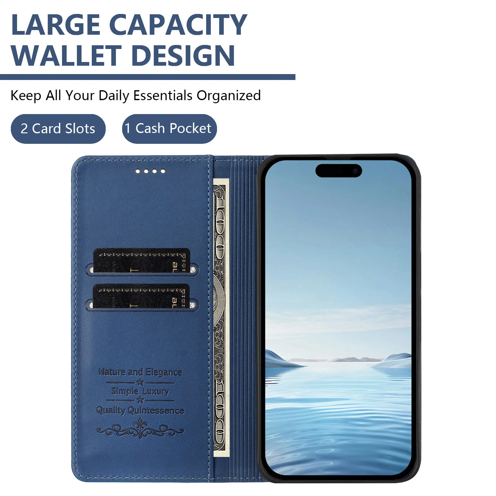 Luxury Leather Magnetic Phone Flip Cover - Elegant and Durable Design