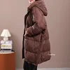 Lagabogy 2024 New Winter Women White Duck Down Loose Jacket With Hood Female Thick Warm Outwear Casual Over Size Patchwork Coats 6