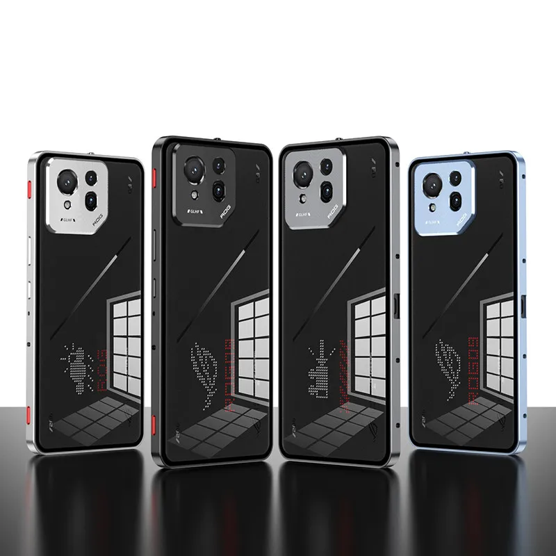 For ROG Phone 9 Pro Case,Metal Aluminium Magnet Shockproof Shell,Camera Protection Transparent Phone Case Funda For ROG Phone 9 6