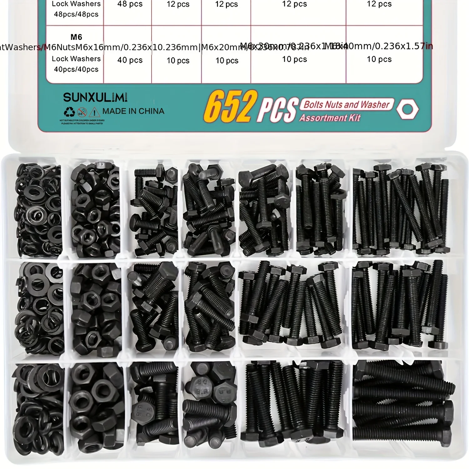 163 Set M4 M5 M6 Heavy Duty Bolts and Nuts Assortment Kit Alloy Steel Grade 8.8 Includes 13 Most Common Sizes