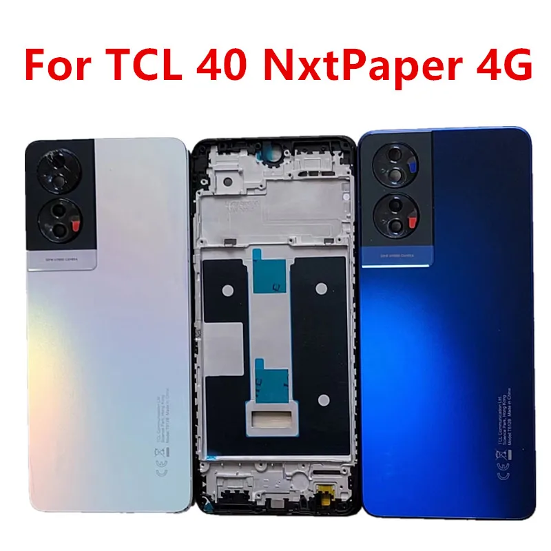 

Корпус T612B для TCL 40 NxtPaper 4G 6,78 дюйма, крышка аккумулятора, передняя средняя рамка, ремонт, Замена задней двери, задняя фотография, объектив с логотипом