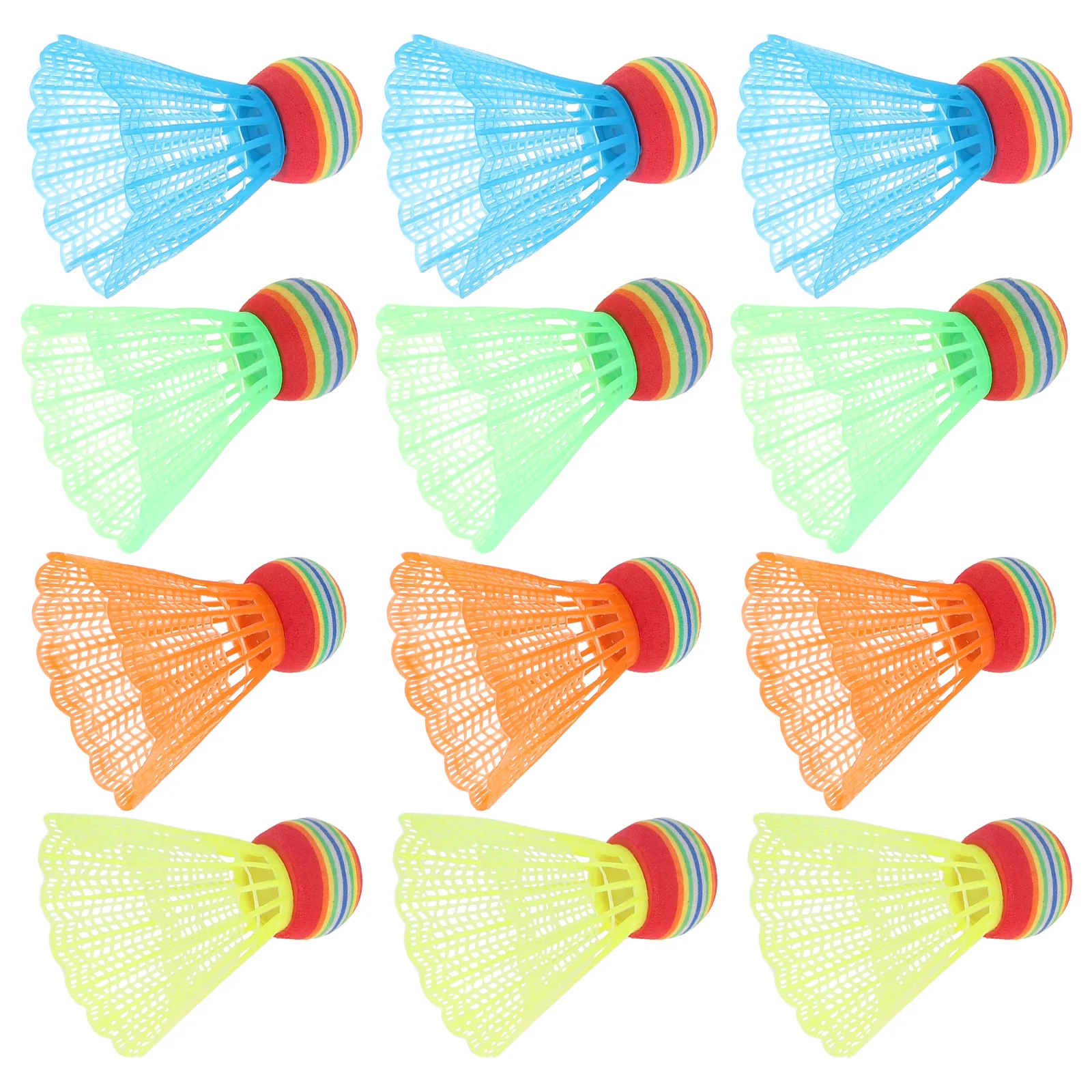 12 Pcs Colorful Shuttlecock Badminton Balls Durable Plastic Light Weight Sports Equipment Racquet Games Fitness Accessories