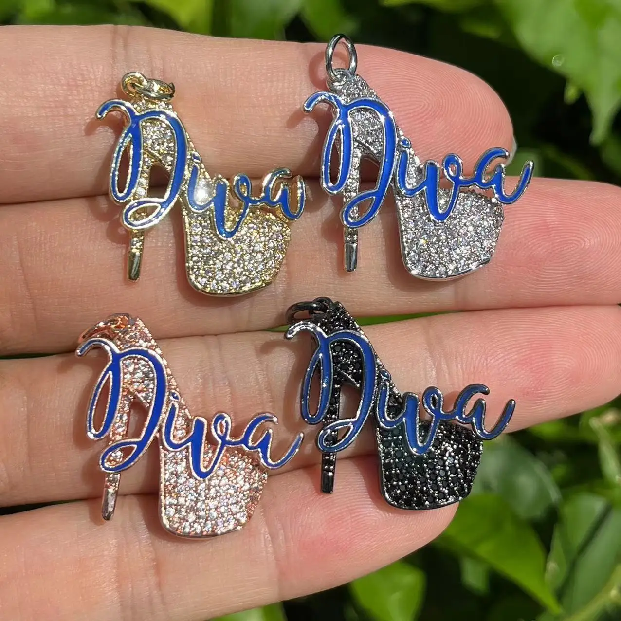 

5 шт., подвески на высоком каблуке с фианитом