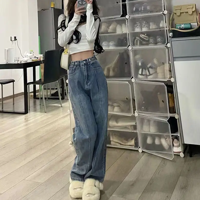 

2023 Women's Jeans Wide Leg Pants High Waist Baggy Vintage Straight Denim Pant Casual Street Hip Hop Fashion Mom Trouser L360