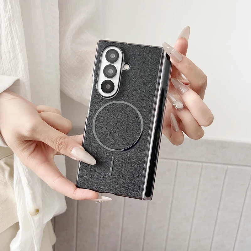 Premium Magnetic PU Leather Dropproof Case with Anti-Fingerprint Folding Cover for Samsung Galaxy Z Fold Series