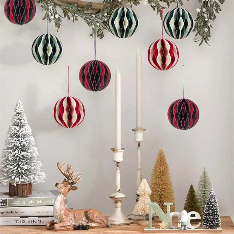 thumbnail image 2 of Colgante de bola de panal de 2 piezas, decoración colgante de papel para árbol de Navidad, Año Nuevo, boda, Baby Shower, fiesta de cumpleaños, 2 of 5