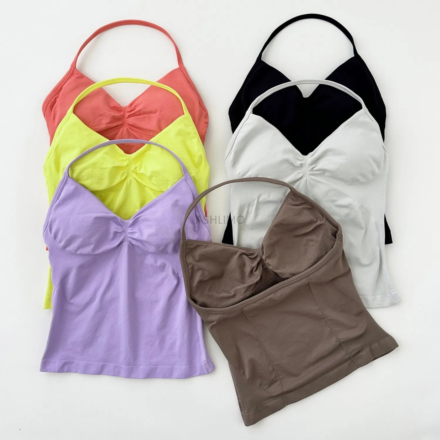Impact Longline Strappy Top With Logo Backless Gym Clothes Women Scrunch Built-in Bra With Removable Cups Yoga Tank Tops 4