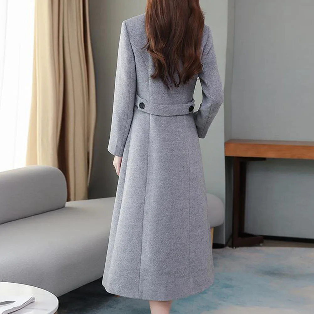 long bubble coat Women's Overcoat 2021 Autumn And Winter New Woolen Coat Ladies Thick Lapel Super Long Slim Waist Windbreaker Female Outer Wear maxi puffer coat womens