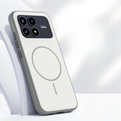 Magnetic Double Color Matte Back Cover with Metal Button for Redmi K90 (Grey)
