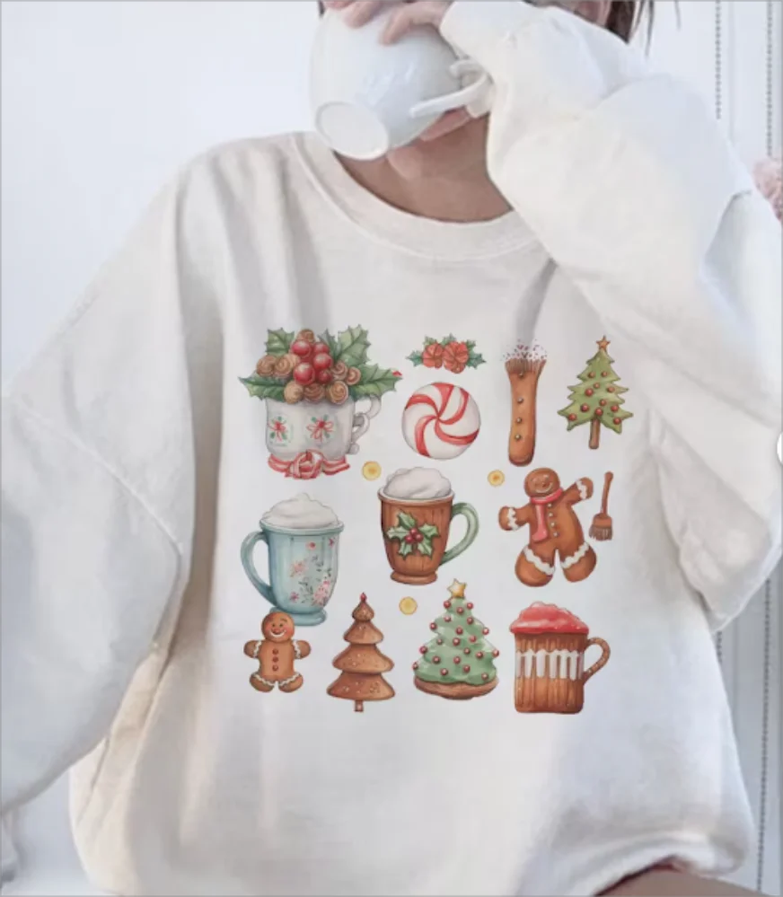 Christmas Comfort Y2k Winter Sweatshirt Graphic Snowflake Cute Pullover Christmas Sweater For Women