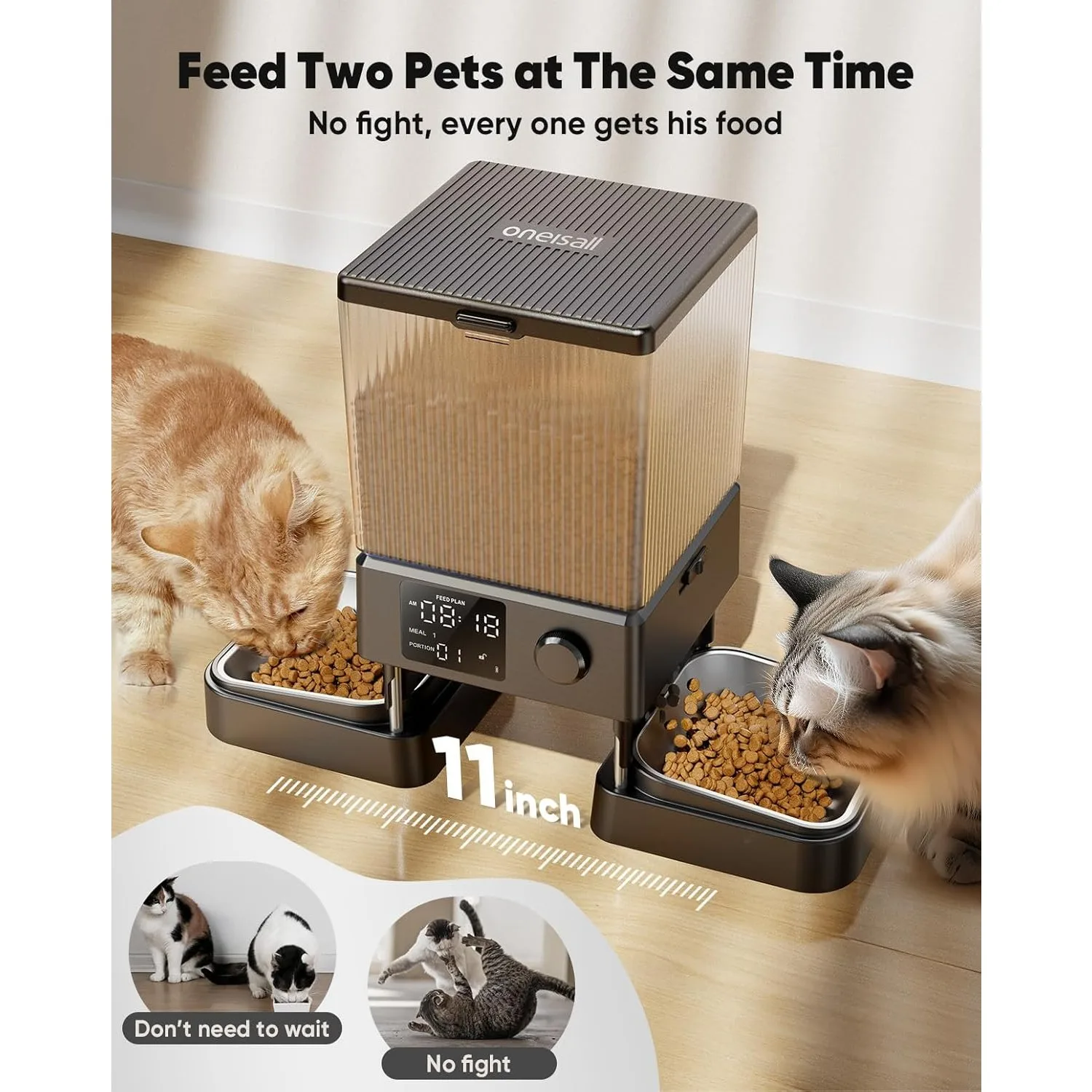 Automatic Cat Feeder for 2 Cats, 20 Cups/5L Automatic Cat Food Dispenser for Small Pets Indoor, Timed Cat Feeder for Dry Food 2